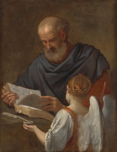 San Mateo y el ángel, c. 1645-1648 de Simone Cantarini