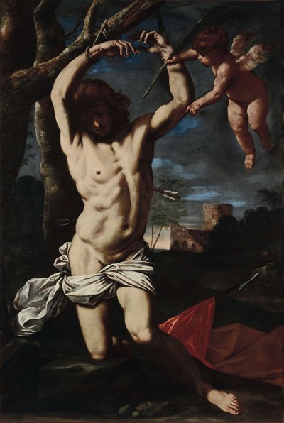 San Sebastián y un ángel de Simone Cantarini