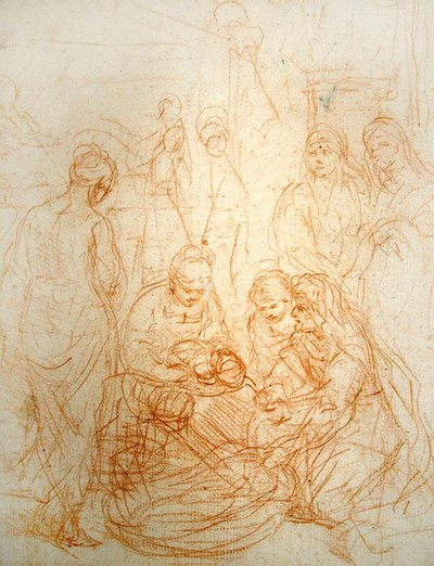El nacimiento de la Virgen de Simone Cantarini