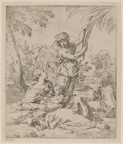 El Descanso en la Huida a Egipto de Simone Cantarini