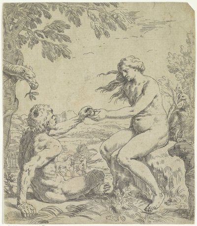 Seducción de Adán de Simone Cantarini
