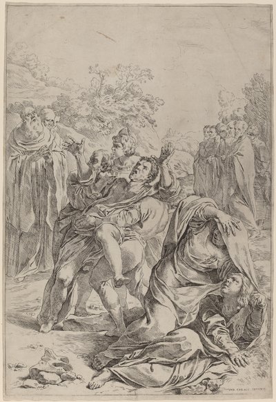 San Benito Curando al Poseído de Simone Cantarini after Lodovico Carracci