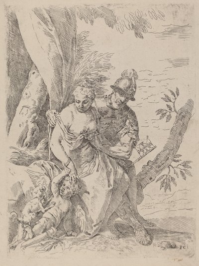 Marte, Venus y Cupido de Simone Cantarini after Veronese