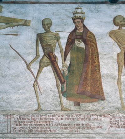 La Muerte pidiendo al Papa que baile, (detalle) de La Danza de la Muerte de Simone II Baschenis