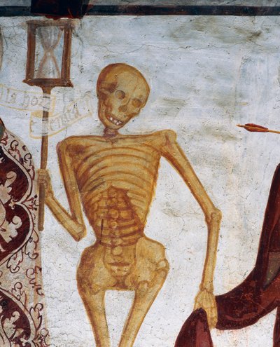La Muerte sosteniendo un reloj de arena (detalle) de Simone II Baschenis