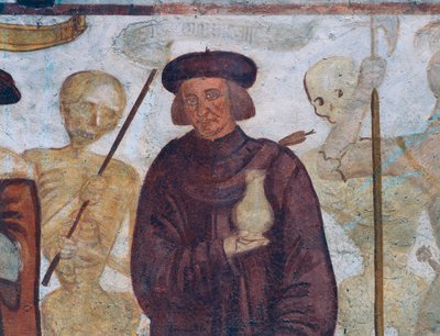 La muerte con el doctor (detalle) de Simone II Baschenis