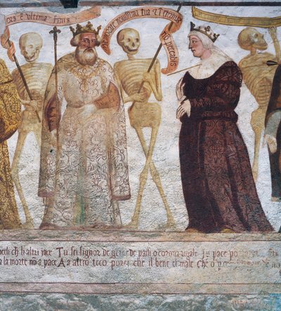 La Muerte con el Rey y la Reina, (detalle) de La Danza de la Muerte de Simone II Baschenis