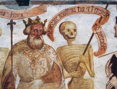La muerte con el rey (detalle) de Simone II Baschenis