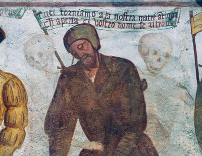 La muerte con el hombre cojo (detalle) de Simone II Baschenis