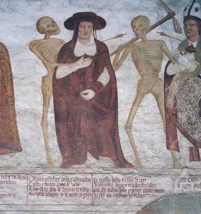 El Cardenal y la Muerte (detalle de La Danza de la Muerte) de Simone II Baschenis