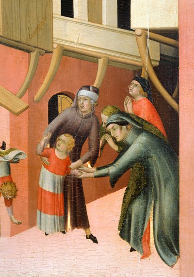 Retablo titulado Beato Agostino Novello e historias de su vida, de Simone Martini (1283-1344), óleo sobre lienzo, 200x256 cm, detalle, ca. 1330 de Simone Martini