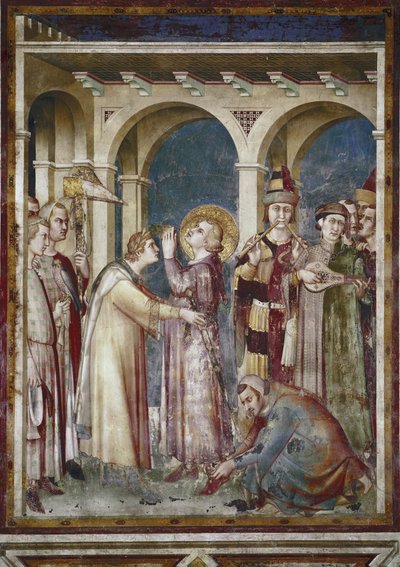 Fresco de la vida de San Martín. San Martín es un caballero, detalle de Simone Martini