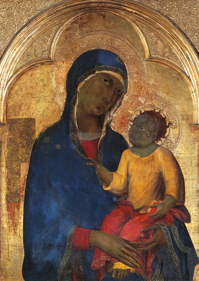 Virgen con el Niño, detalle del Retablo de San Domenico de Simone Martini (1283-1344), temple y oro sobre tabla de madera de Simone Martini
