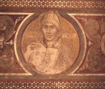 Maestà: San Agustín (detalle) de Simone Martini