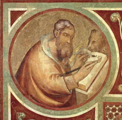 Maestà: San Marcos con el león (detalle) de Simone Martini
