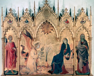 La Anunciación y dos santos, 1333 de Simone Martini