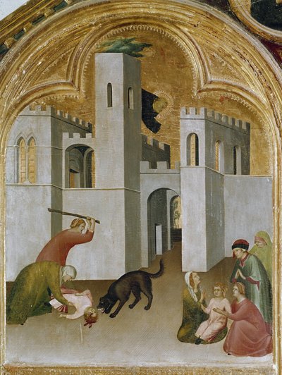 El milagro del niño atrapado entre los colmillos de un lobo (detalle) de Simone Martini