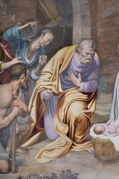 Adoración de los Pastores, 1578-82 (detalle) de Simone Veneziano Peterzano