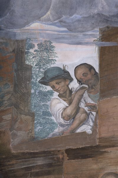 Adoración de los Pastores, 1578-82 (detalle) de Simone Veneziano Peterzano
