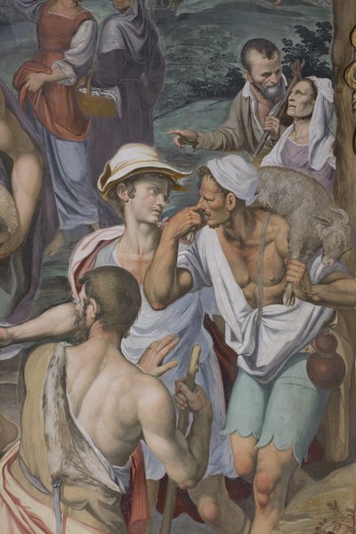 Adoración de los Pastores, 1578-82 (detalle) de Simone Veneziano Peterzano