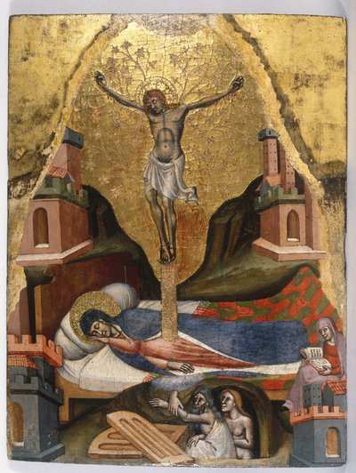 El sueño de la Virgen, c.1365-80 (temple al huevo y dorado sobre tabla de madera blanda) de Simone dei Crocifissi