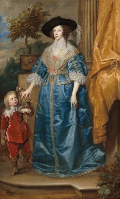 Reina Henrietta Maria con Sir Jeffrey Hudson de Sir Anthony van Dyck