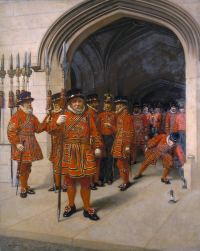 Los guardianes de la torre registrando la cripta del Parlamento, 1894 de Sir Arthur Temple Felix Clay