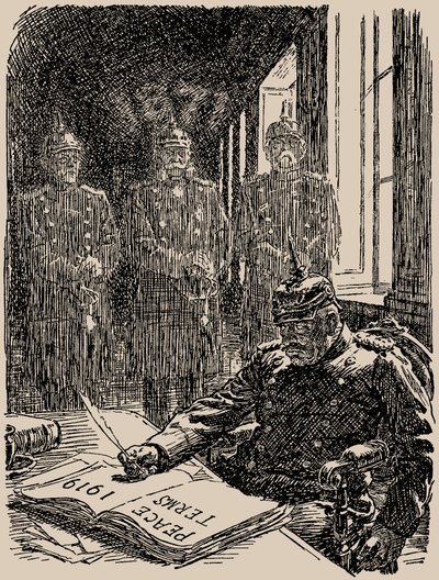 Fantasmas en Versalles. Punch, 7 de mayo de 1919 de Sir Bernard Partridge