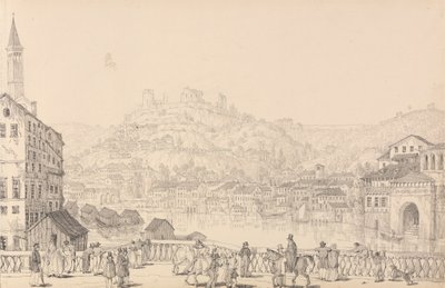 Álbum de 30 Vistas en el Tirol e Italia: Ciudad de Verona y Castillo de San Pietro desde otro puente, 1 Nov.r 1840 de Sir Charles D