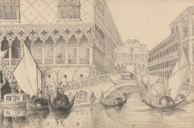 Álbum de 30 vistas del Tirol e Italia: El Puente de los Suspiros y parte del Palacio Ducal 10 Nov.r 1840 de Sir Charles D