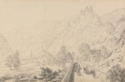 Álbum de 30 vistas del Tirol e Italia: Las ruinas del convento de Seben, cerca de Klausen, 27 de octubre de 1840. de Sir Charles D