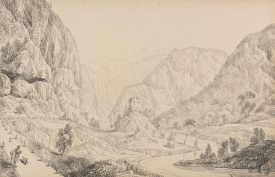 Álbum de 30 vistas del Tirol e Italia: Vista del Eisak cerca de Mittenwald, 27 de octubre de 1840 de Sir Charles D