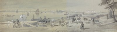 Vista general de Calcuta, desde la entrada de la Puerta del Agua de Fort William de Sir Charles DOyly
