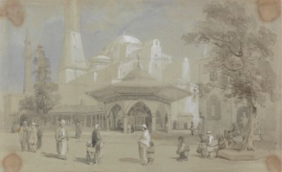 Vista de la mezquita de Santa Sofía y la fuente de Shadirvan, Estambul de Sir Charles DOyly