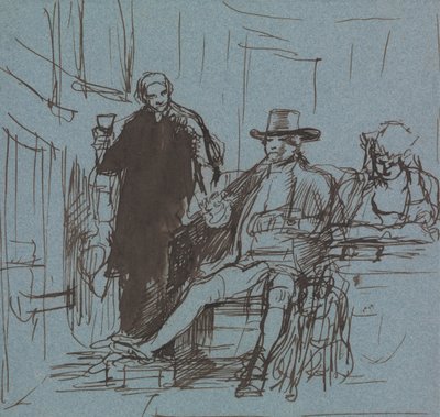 El capitán Locker sentado a la mesa con su hija; un mayordomo a su lado de Sir David Wilkie