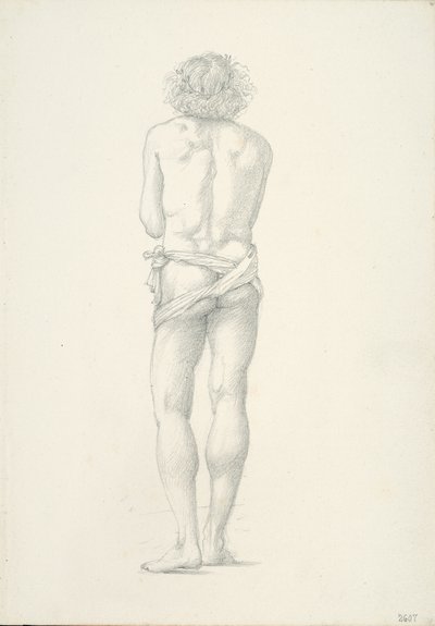 Vista trasera de un desnudo masculino de pie de Sir Edward Burne Jones