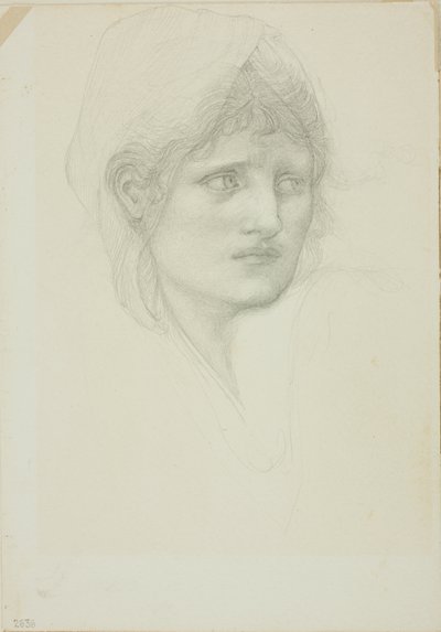 Cabeza drapeada, ojos mirando hacia la derecha de Sir Edward Burne Jones