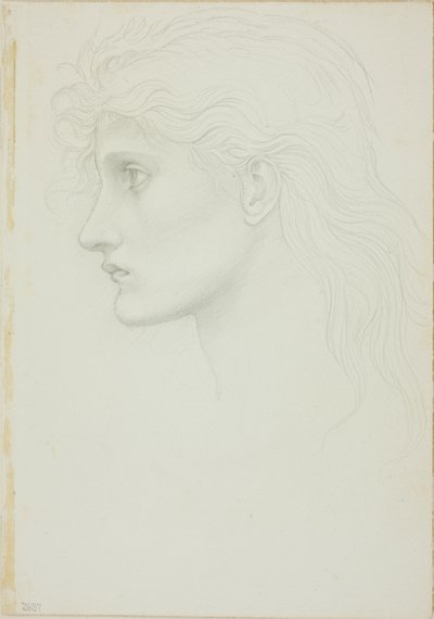 Cabeza de niña mirando a la izquierda de Sir Edward Burne Jones