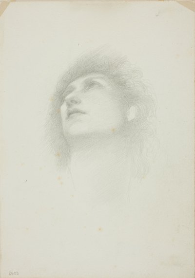 Cabeza de una mujer con el rostro levantado de Sir Edward Burne Jones