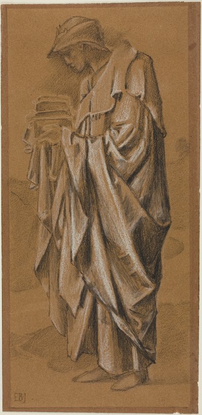 Figura drapeada de pie en perfil hacia la izquierda de Sir Edward Burne Jones