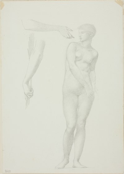 Desnudo femenino de pie y bocetos de brazos de Sir Edward Burne Jones