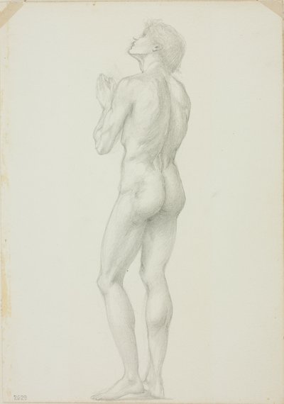 Desnudo masculino de pie con manos juntas en oración de Sir Edward Burne Jones