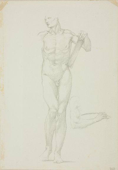 Hombre de pie con tableta; boceto separado del brazo derecho de Sir Edward Burne Jones