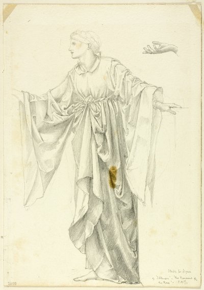 Estudio para figura de "Ociosidad - El romancillo de la rosa de Sir Edward Burne Jones
