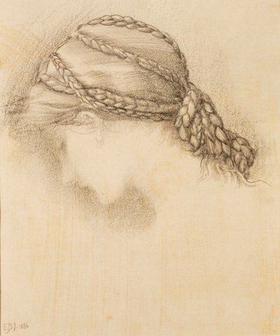 Cabeza de mujer, (detalle) de un cuaderno de bocetos, 1886 de Sir Edward Burne Jones