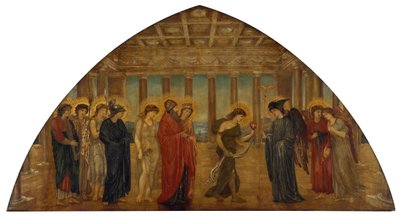 Cupido y Psique - Murales de Palace Green - Psique entrando en los portales del Olimpo de Sir Edward Coley Burne Jones