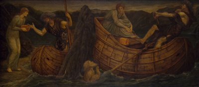 Cupido y Psique - Murales del Palacio Verde - Psique dando la moneda al barquero del Estigia, 1881 de Sir Edward Coley Burne Jones