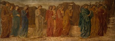 Cupido y Psique - Murales de Palace Green - El rey y otros dolientes abandonan a Psique de Sir Edward Coley Burne Jones
