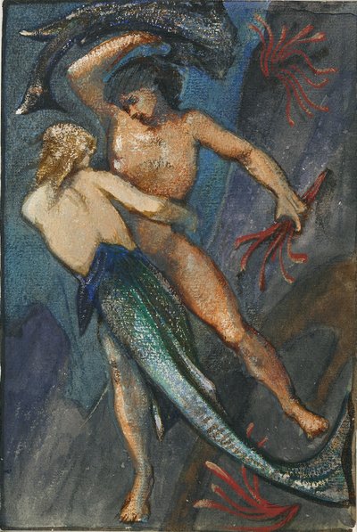 Sirena y hombre del Álbum de cuarenta y ocho dibujos de Sir Edward Coley Burne Jones