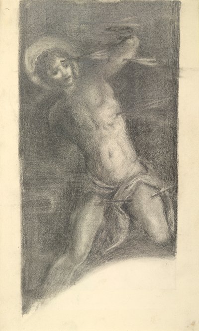 Estudio del San Sebastián de Tintoretto en la Scuola Grande di San Rocco de Sir Edward Coley Burne Jones